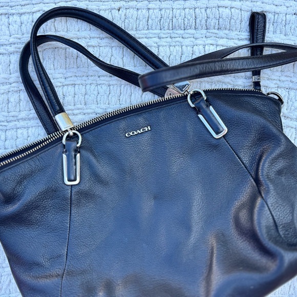 Coach Navy Leather Shoulder Bag - Picture 2 of 5